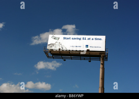 Billboard with Wachovia Ad in Miami, Florida, USA (2009) Stock Photo