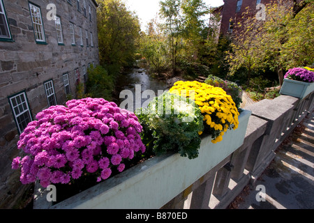 Flowers along a bridge in Woodstock Vermont October 8 2008 RF Stock Photo