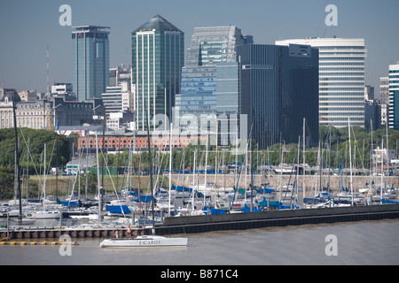 View of the Puerto Madero marina in the city of Buenos Aires from the Rio de la Plata River Stock Photo