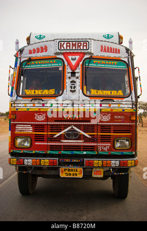 Decorated local Indian bus Rajasthan India Stock Photo