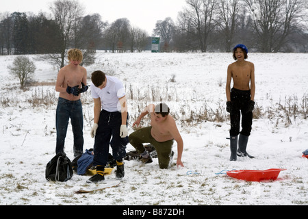 Winter fun in Tring Park Hertfordshire Stock Photo