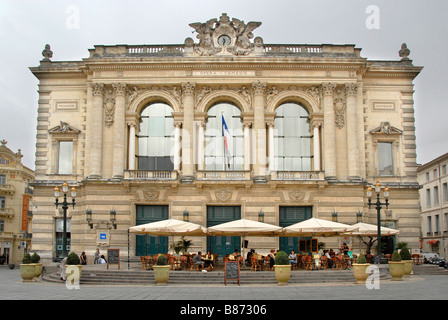 Front of Opera Comedie, cafe, Place de la Comedie, Montpellier, France, Europe Stock Photo
