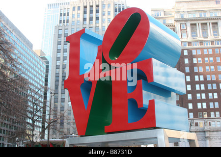 Robert Indiana 'Love' sculpture at JFK Plaza in Philadelphia, Pennsylvania. Stock Photo