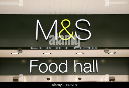 A shop sign above the Food Hall Marks & Spencer (M&S) flagship store, Oxford Street, London. Jan 2009 Stock Photo