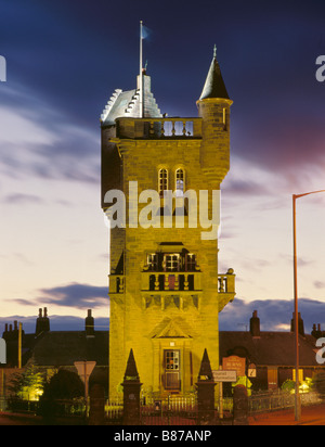 Burns Memorial Tower at night, Mauchline village, near Ayr, Ayrshire, Strathclyde, Scotland, UK. Stock Photo