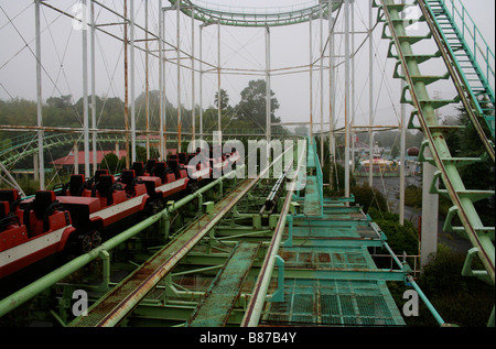 The Screw Coaster - an abandoned and dilapidating rollercoaster at the closed-down Nara Dreamland theme park, Japan Stock Photo