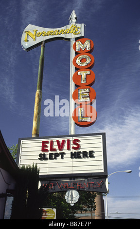Elvis Slept Here Hotel Sign at tte Normandie Motel Las Vegas Nevada USA Stock Photo