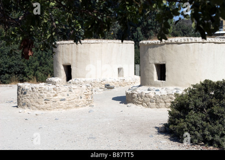 UNESCO World Heritage Site view of reconstructed settlement of Choirokoitia. South Cyprus. Stock Photo