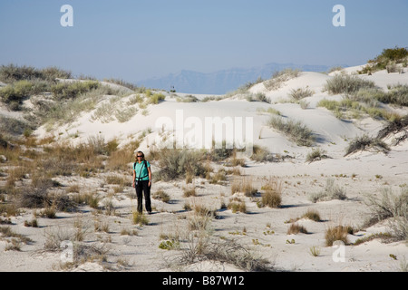 Hiking in White Sands National Monument in New Mexico, USA Stock Photo