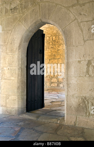 Interior and hall door inside Kolossi Castle situated near Limassol, South Cyprus Stock Photo