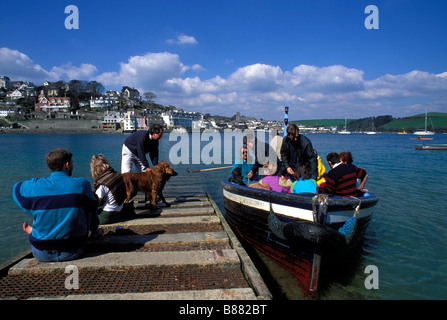 Passengers/tourists/dogs waiting to board the East Portlemouth to Salcombe ferry, Devon England UK Stock Photo