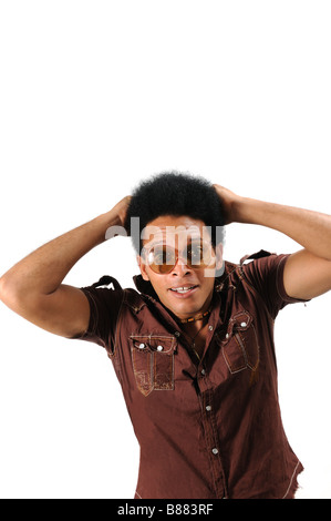 Portrait of young african man with surprise expression - isolated Stock Photo