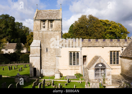 All Saints church in the Cotswold village of North Cerney, Gloucestershire Stock Photo