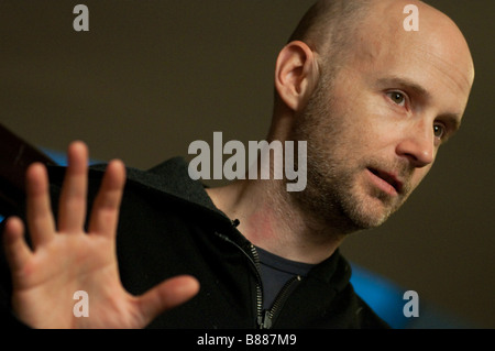 Recording artist Moby (Richard Melville Hall) speaks during an interview with Sojourners magazine. Stock Photo