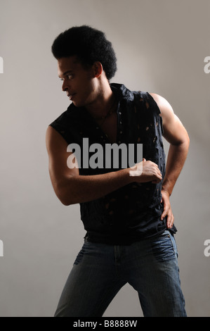 Portrait of young trendy african american man posing Stock Photo
