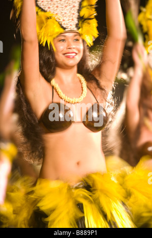 Dancers at the Old Lahaina Luau, Lahaina, Maui, Hawaii Stock Photo