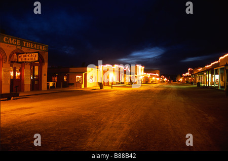 Looking westward along Allen Street in Holiday Season in Tombstone AZ including Bird Cage Theatre Stock Photo