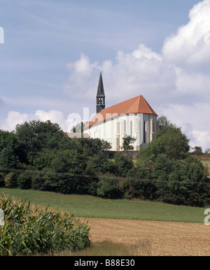Adlersberg, ehemalige Klosterkirche, Blick von Südosen in der Landschaft, Palmator Prössl-Bräu, Bier, Palmsonntag Stock Photo