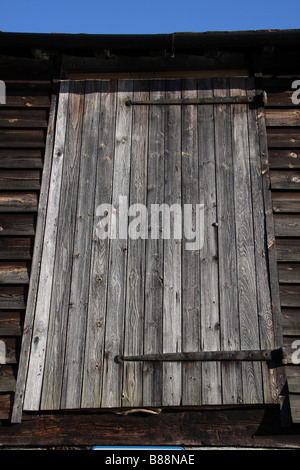 victorian barn hayloft hay bale loading door medway valley walk river medway yalding kent uk Stock Photo