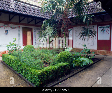 A reconstruction of a typical courtyard garden in a Roman villa, at the Corinium Museum, Cirencester, UK Stock Photo