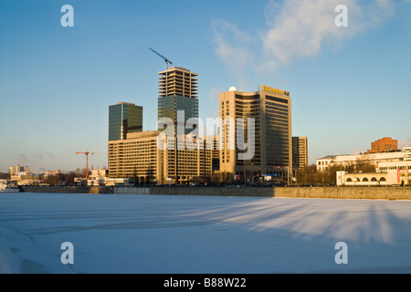 Moscow World Trade Center with new buildings under construction on a cold winter morning Stock Photo