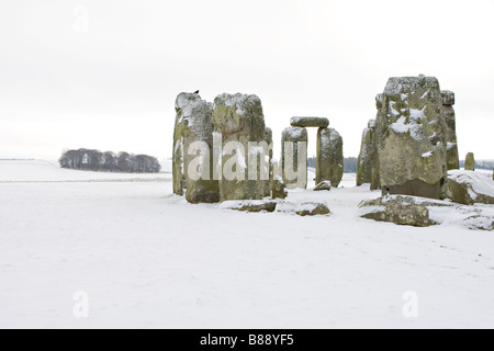 Stonehenge in snow Stock Photo