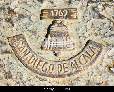 Mission San Diego de Alcala plaque on statue at California State Capitol Sacramento Stock Photo