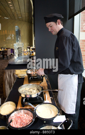 Detroit Michigan A worker prepares appetizers in the Bistro 555 restaurant at the Greektown Casino Hotel Stock Photo
