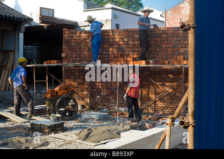 Building a traditional chinese house in Suzhou, China. Stock Photo