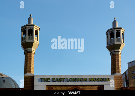 The minarets of the east London Mosque Stock Photo