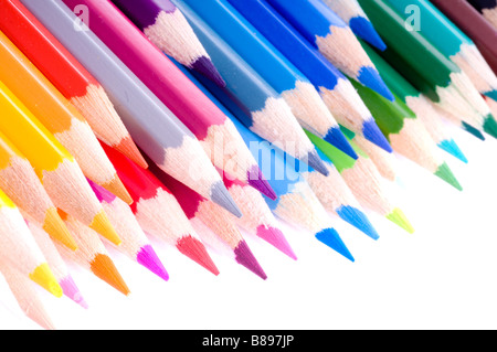 multi color pencil on white Stock Photo