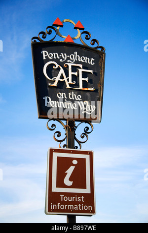 Pen Y Ghent Cafe Sign Horton in Ribblesdale Yorkshire Dales England Stock Photo