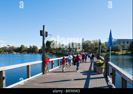 Boardwalk over the lake in Sea World, Orlando, Central Florida, USA Stock Photo