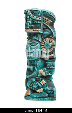 Mayan deity statue from Mexico isolated on white background Stock Photo