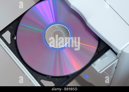 Computer with dvd in open tray Stock Photo