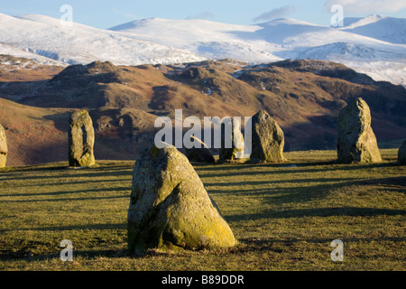 Castlerigg Stone Circle, Keswick, Cumbria, standing stones, rock landscape, prehistoric monuments of the Lake District, Britain. England. UK Stock Photo
