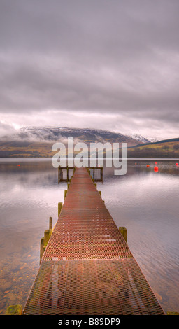 Metal jetty at Loch Earn, Scotland. Stock Photo