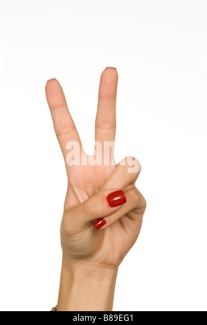Woman hand counting three Stock Photo