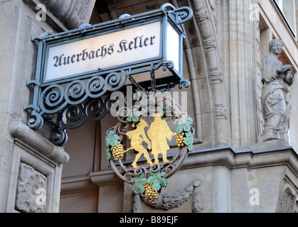 Leipzig sign to Auerbachs Keller restaurant Stock Photo