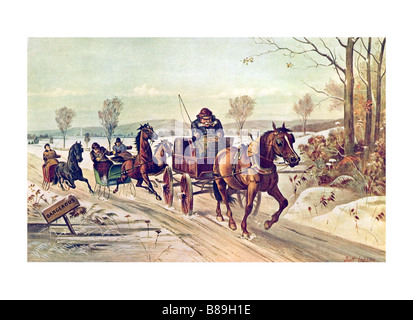 Enhanced Currier and Ives print Stock Photo