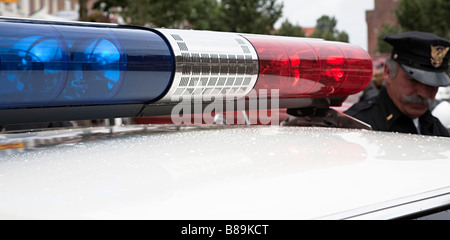 USA style lights on roof of police car Stock Photo