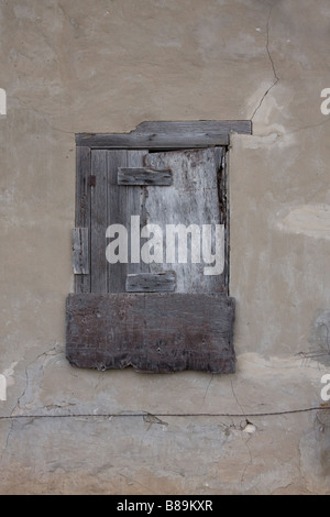 Wooden window on old building. Stock Photo