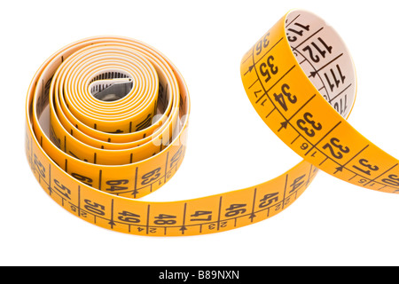 Tape rolled yellow a over white background Stock Photo