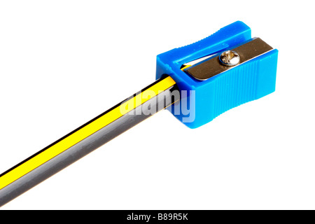 PENCIL WITH SHARPENER over a white back ground Stock Photo