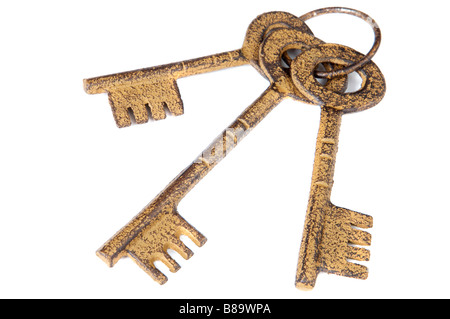 A photo of three keys a over white background Stock Photo