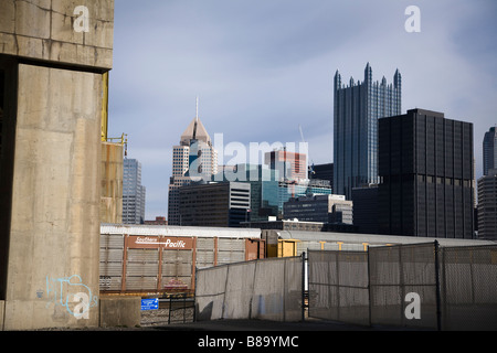 Pittsburgh city train skyline Stock Photo