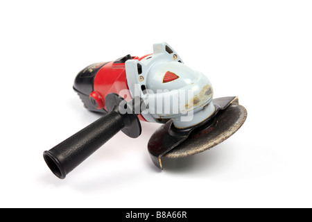 Hand held Electric Angle Grinder against a white background Stock Photo