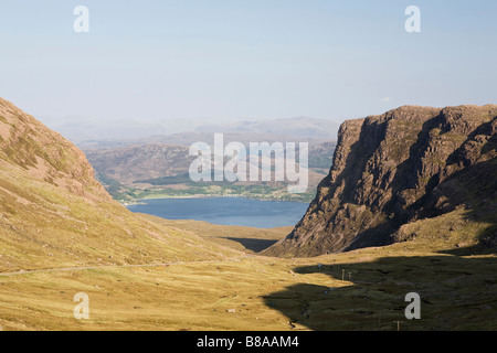 Loch Kishorn, looking from the Bealach na Ba, mountain pass, in the Applecross peninsula, Wester Ross Scottish Highlands Stock Photo