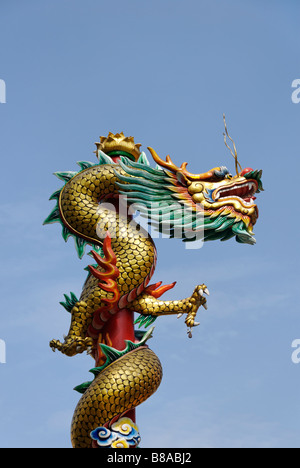 Chinese dragon in buddhist temple Wat Chana Songkhram Banglamphu district in central Bangkok Thailand Stock Photo