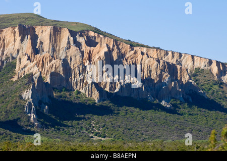 The Clay Cliffs of Omarama in the early evening Stock Photo